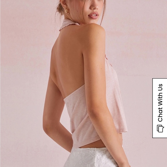 Pink Ruffle Trim Halter Top - Picture 3 of 5